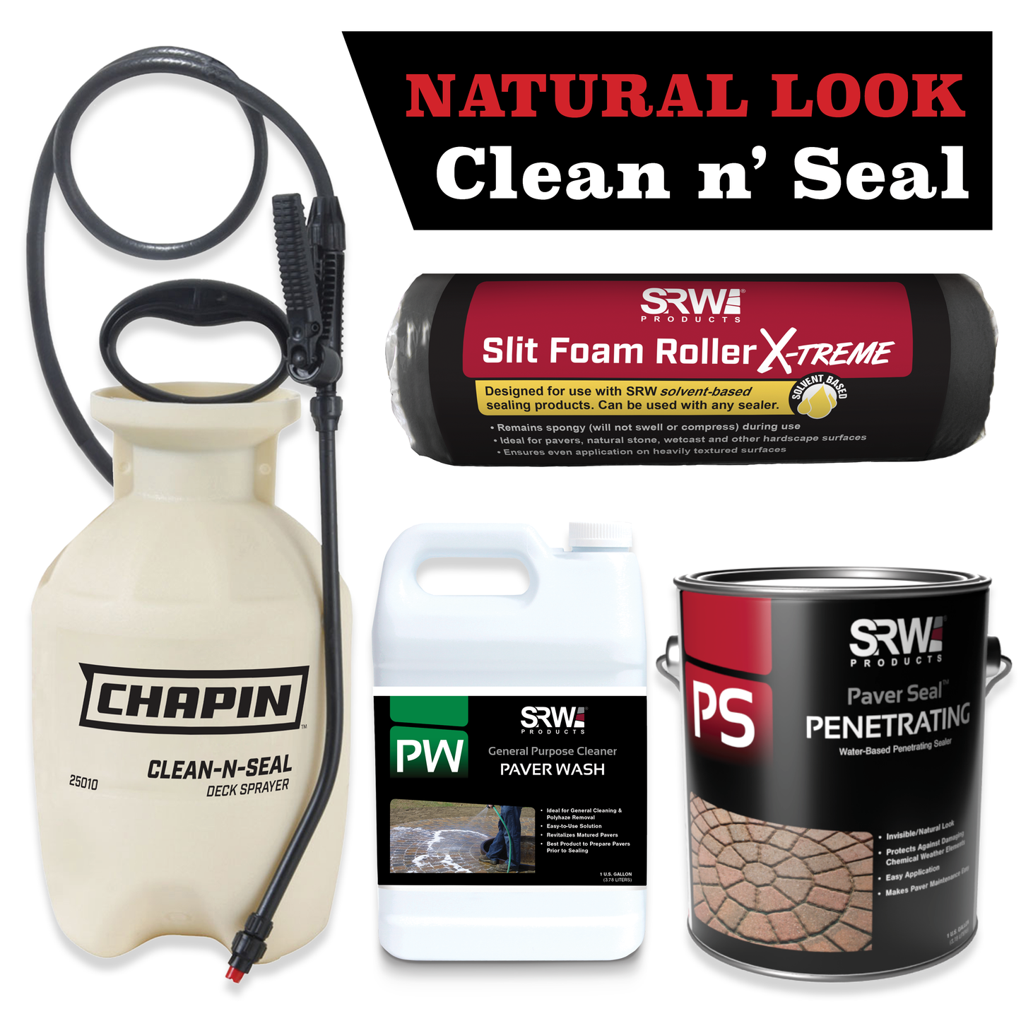 SRW Products water based sealer cleaner roller and sprayer patio sealing kit