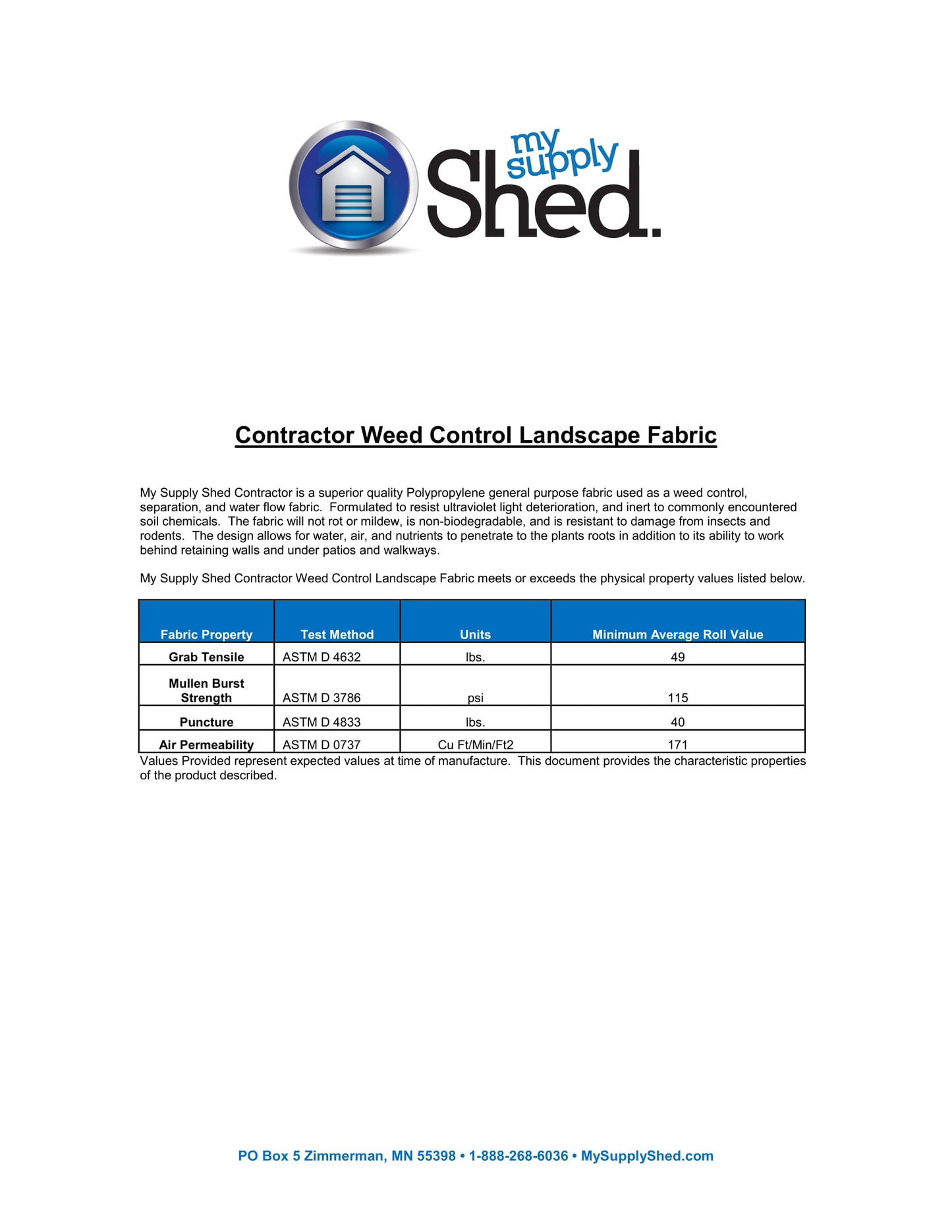 My Supply Shed Weed Control Landscape Fabric, 10 Year (2oz)