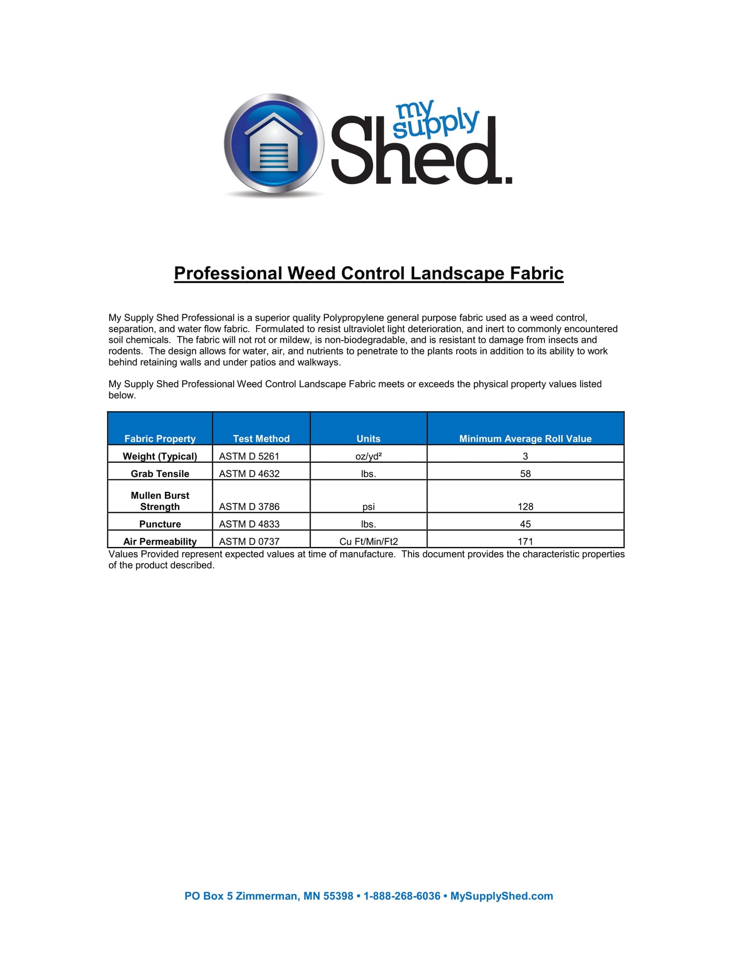 My Supply Shed Professional Weed Control Landscape Fabric, 15 Year (3oz)