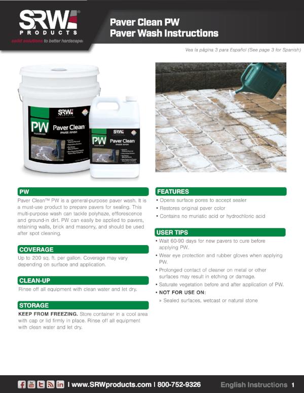 Paver Cleaner Instructions English Page 1