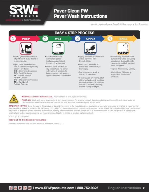Paver Cleaner Instructions English Page 2