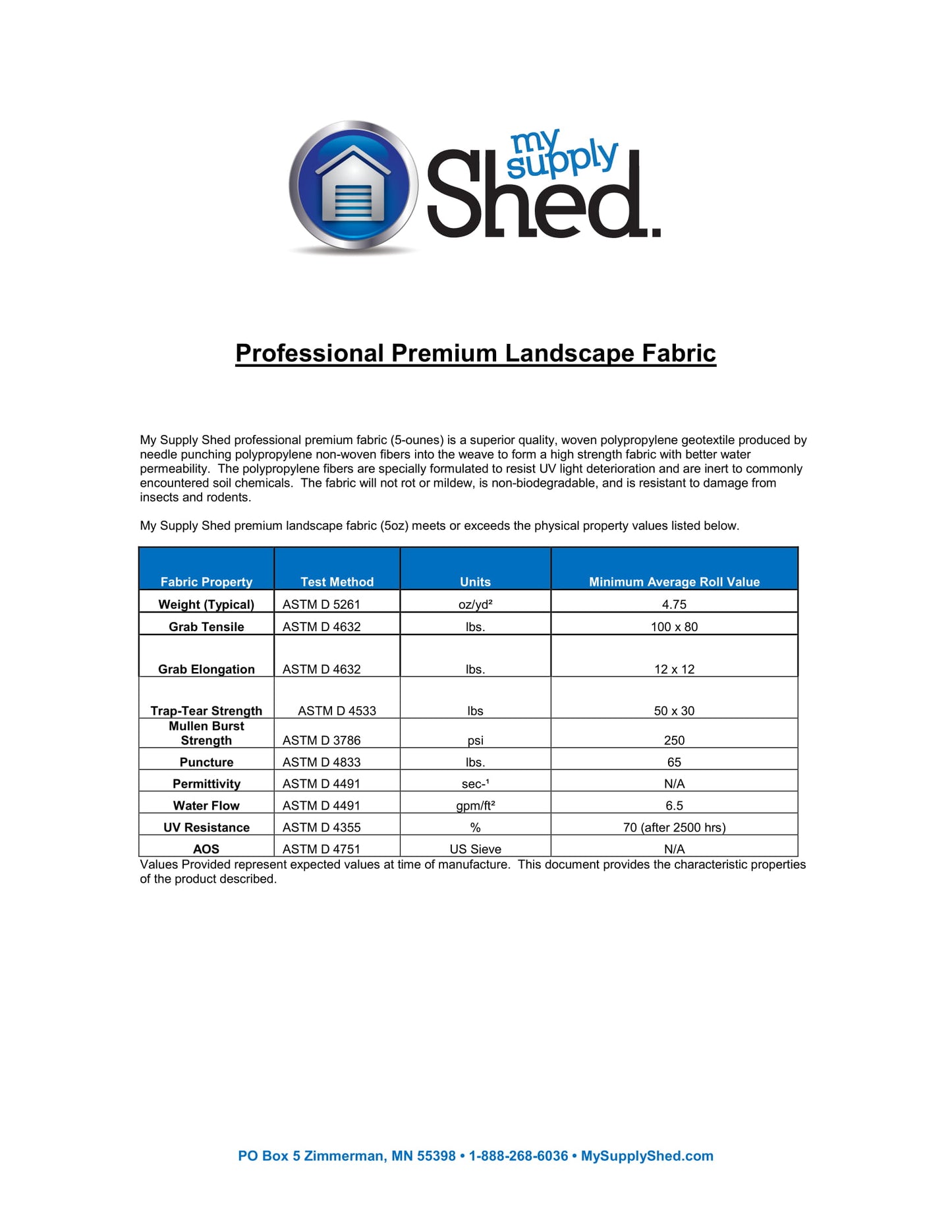My Supply Shed Professional Premium Landscape Fabric, 25 Year (5oz)