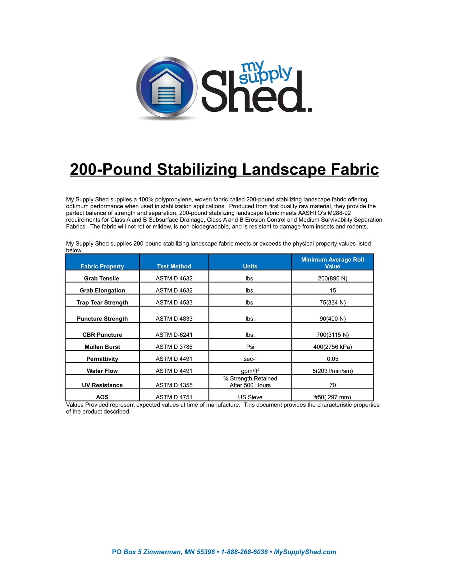 200 Pound Stabilizing Landscape Fabric