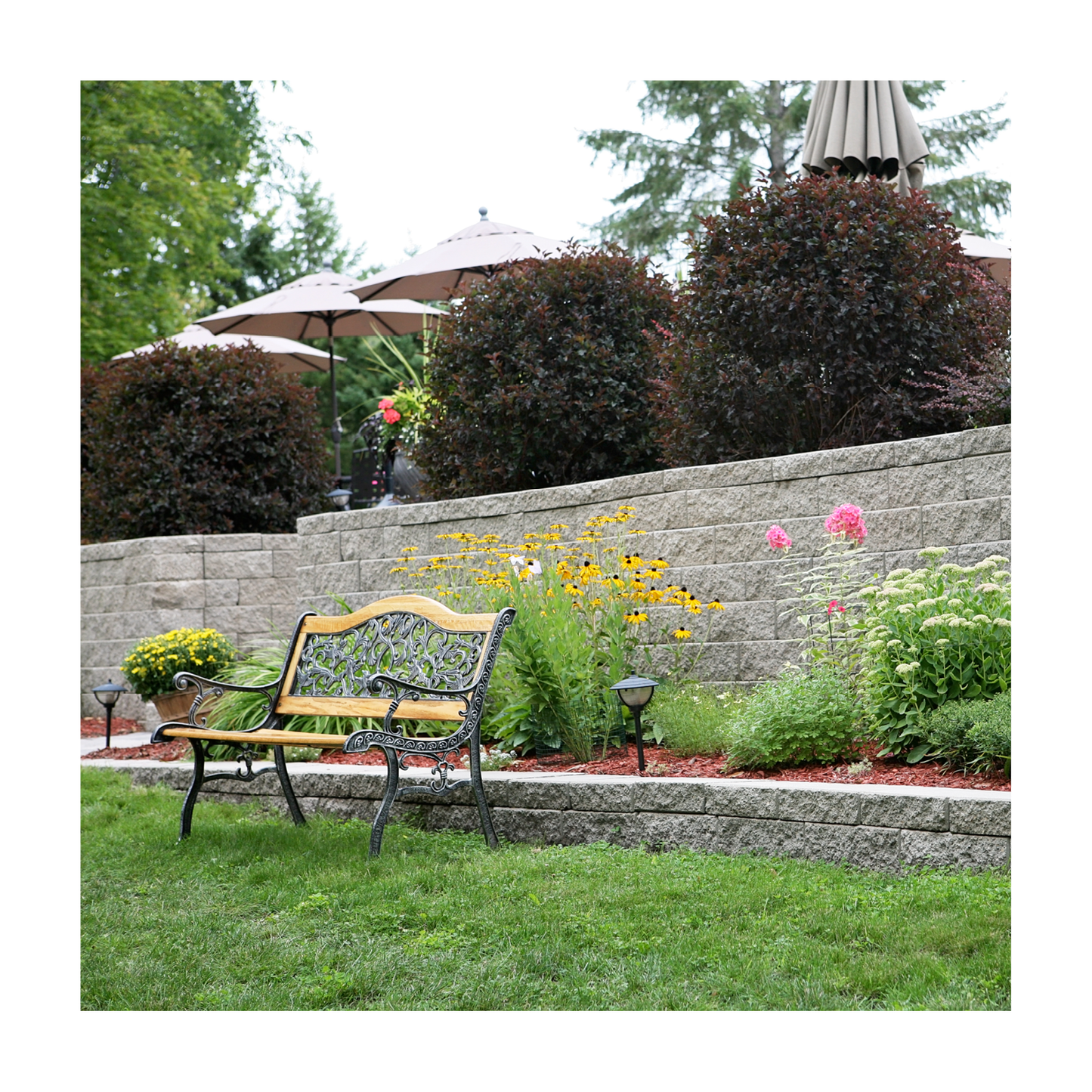 geogrid reinforced retaining wall with flower bed