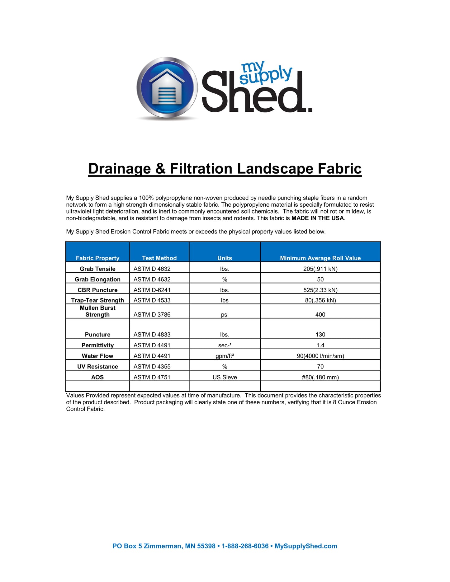 My Supply Shed Drainage & Filtration Landscape Fabric (8oz)
