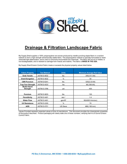My Supply Shed Drainage & Filtration Landscape Fabric (8oz)