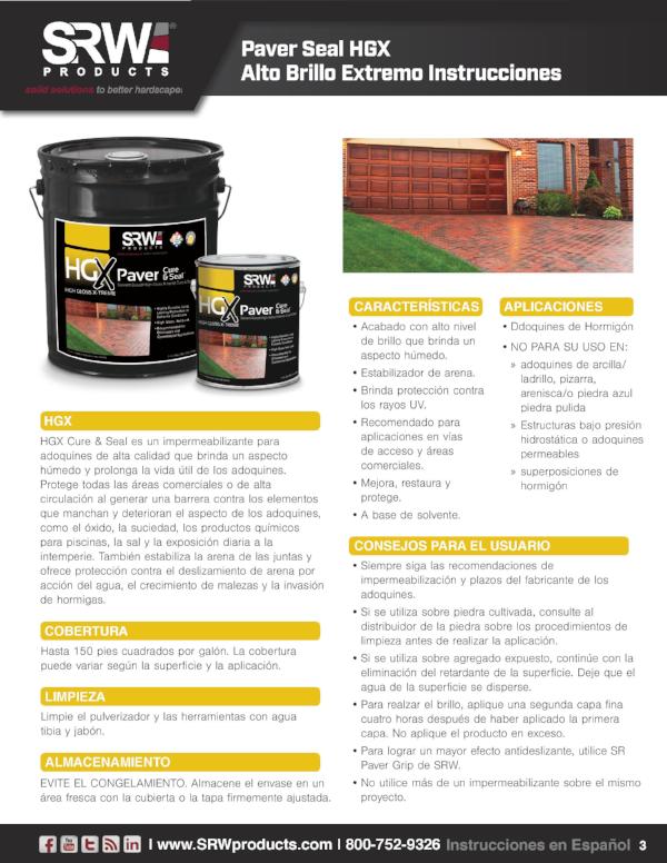 Extreme Gloss Paver Sealer Instructions Spanish Page 1