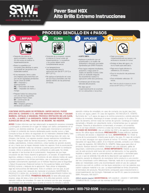 Extreme Gloss Paver Sealer Instructions Spanish Page 2