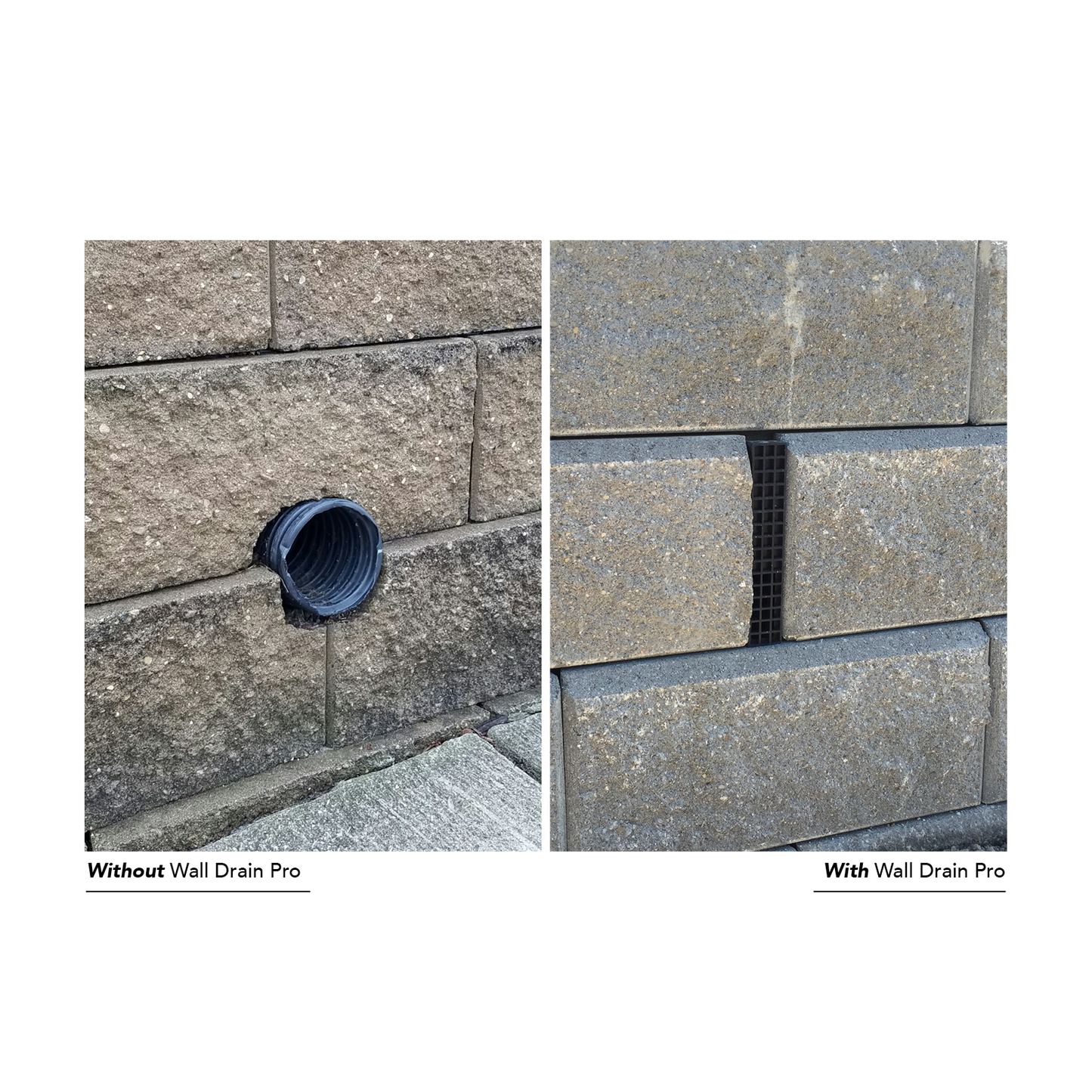 bad retaining wall drain versus hidden wall drain