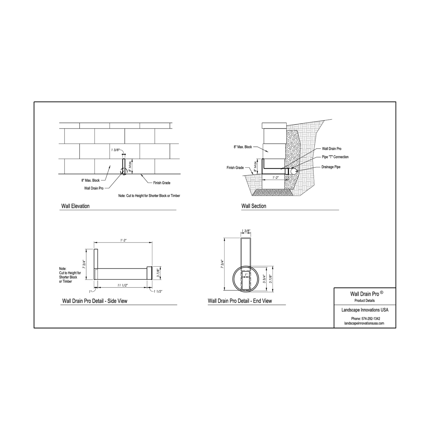 Wall drain pro product details sheet