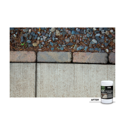 Organic stains removed from pathway with srw products organic stain cleaner
