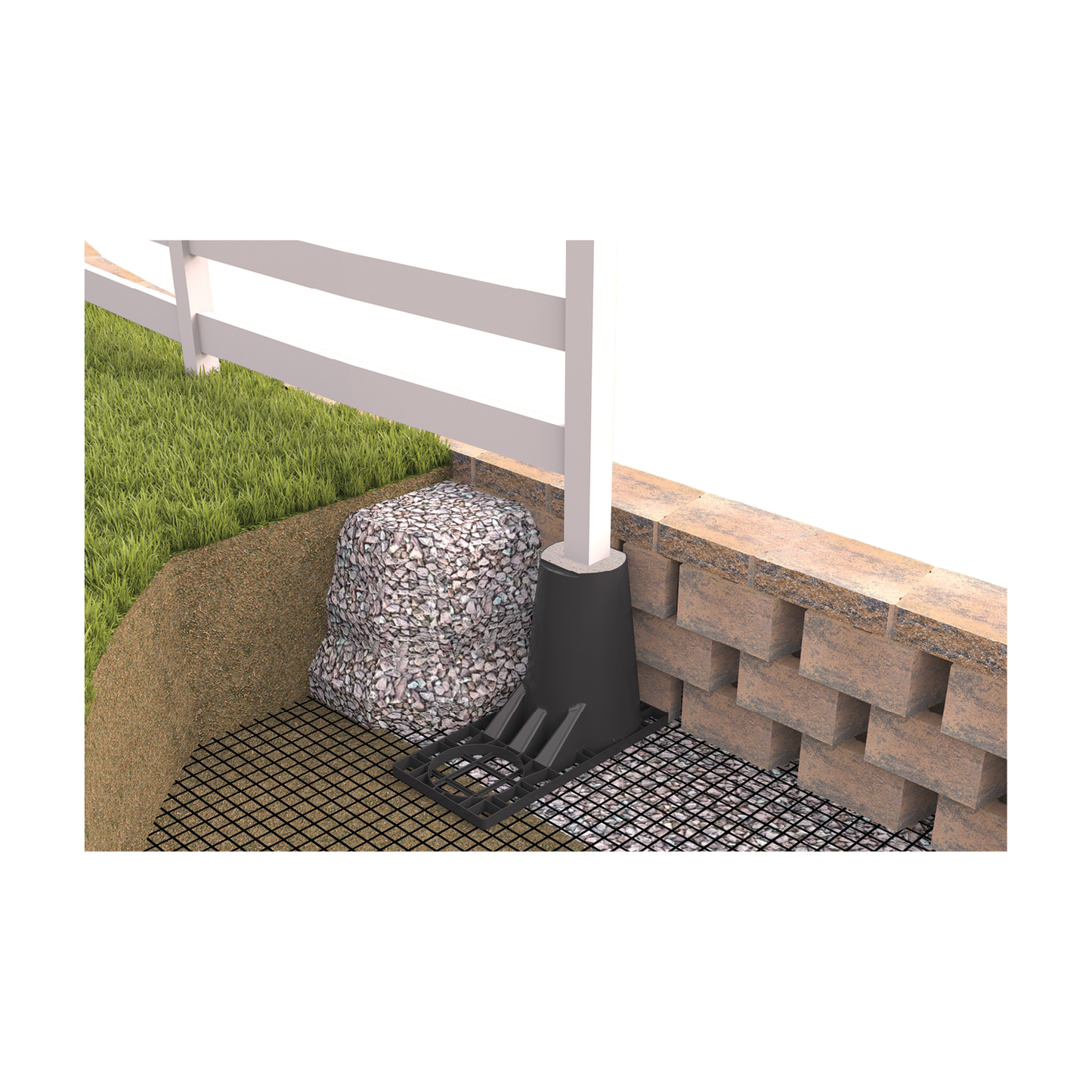 Sleeve it illustration of installation behind retaining wall