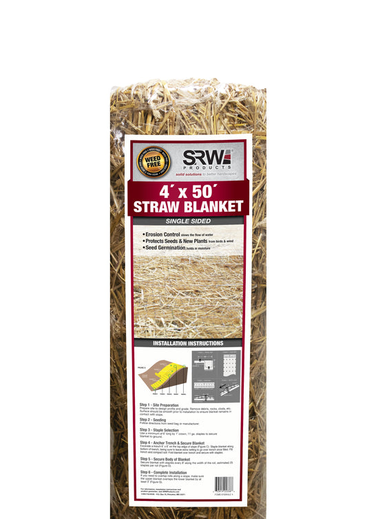 Straw blanket by SRW Products 4'x50' single sided erosion control